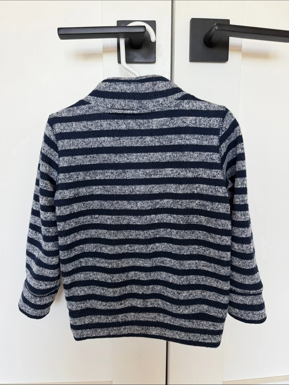GAP Navy & Heather Gray Striped Half-Zip Sweater - 3T